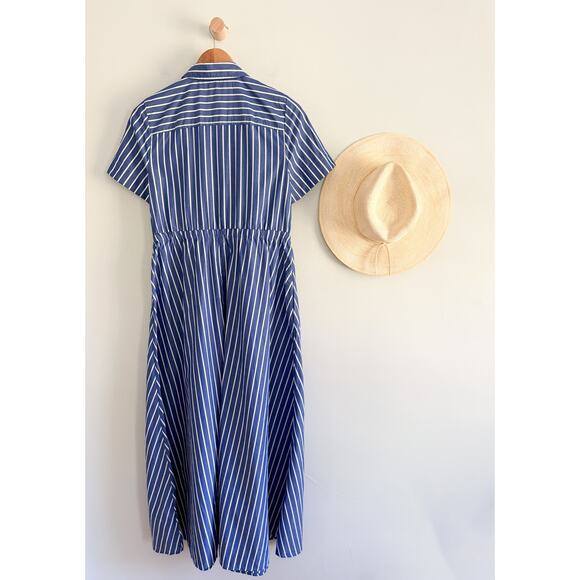 J.Crew | NWOT Cerise shirtdress in striped poplin in Deep Sea Stripes | Sz 2 - Picture 9 of 10